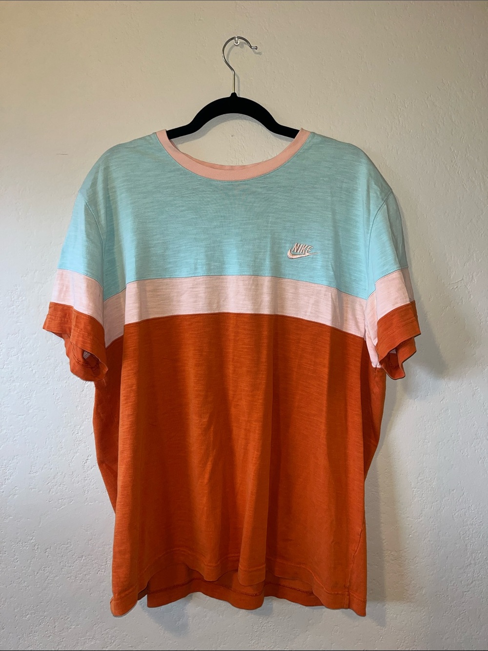 Nike Men’s Colorblock Tee — Orange, Light Blue & Pink